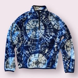 Men’s J Crew Blue Nordic Tie Dye Polar
Fleece Pullover Half Zip Sweater